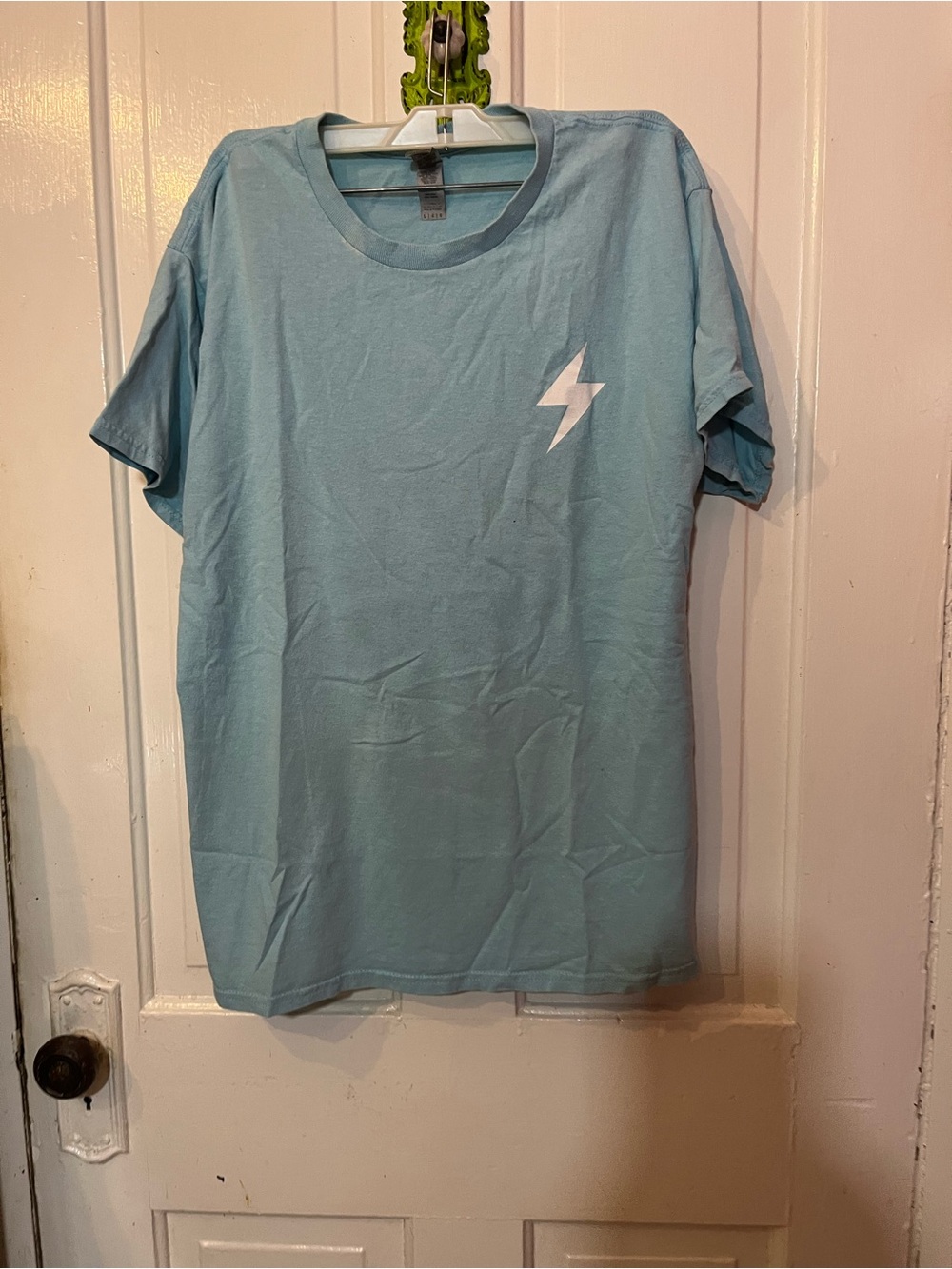 Gildan Light Blue Short Sleeve Tee with White Lightning Graphic